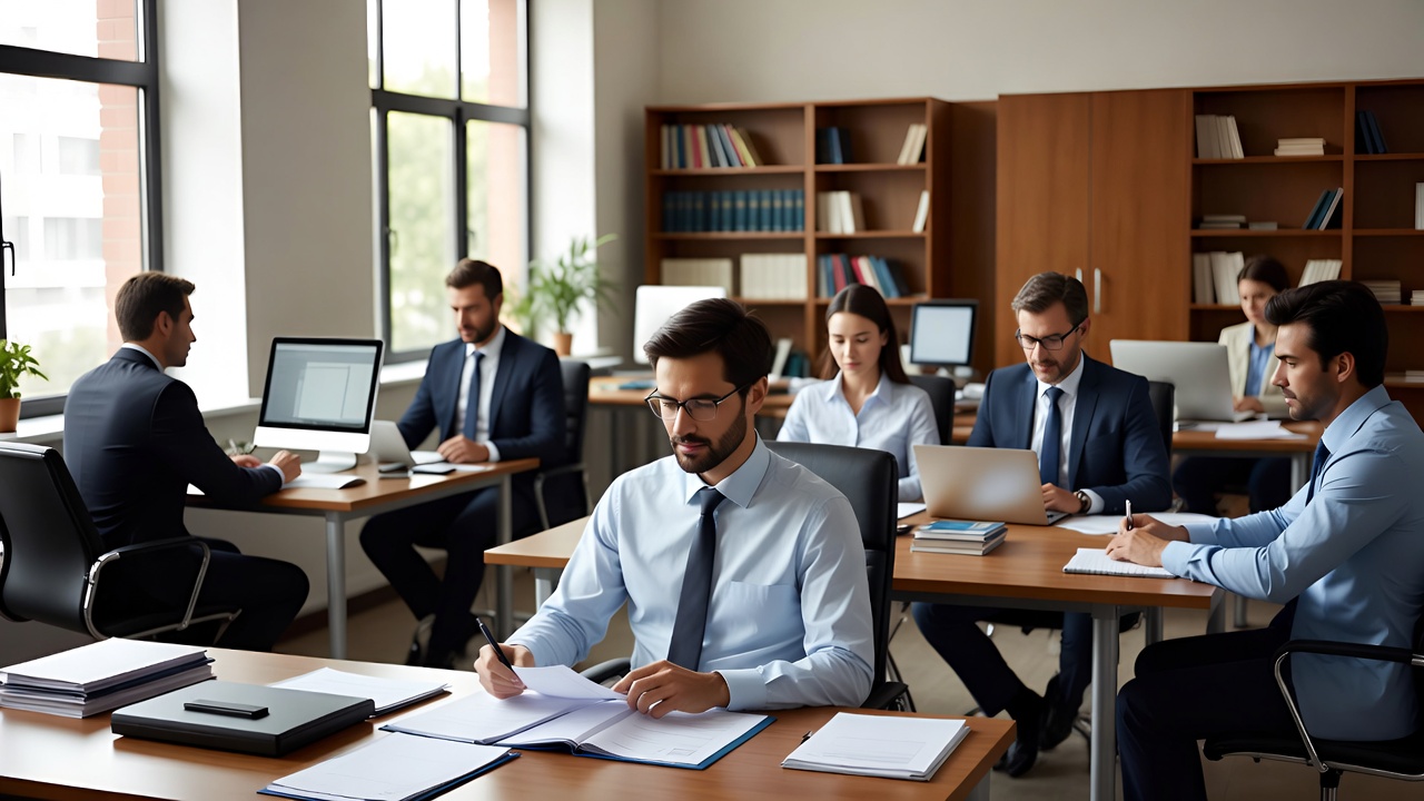 Legal team working in office — structured intake process for law firms by Viatel Communications